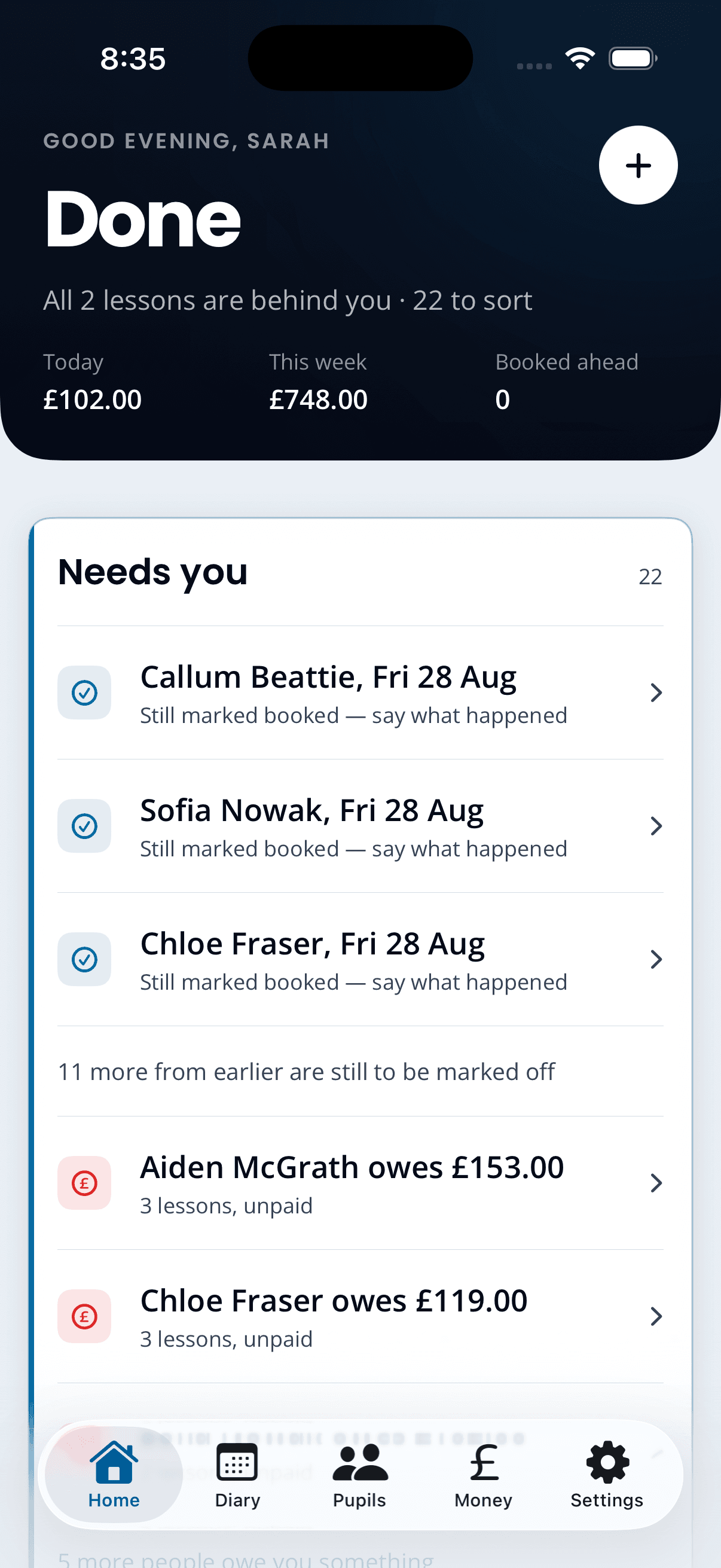 The Home screen in Kerby